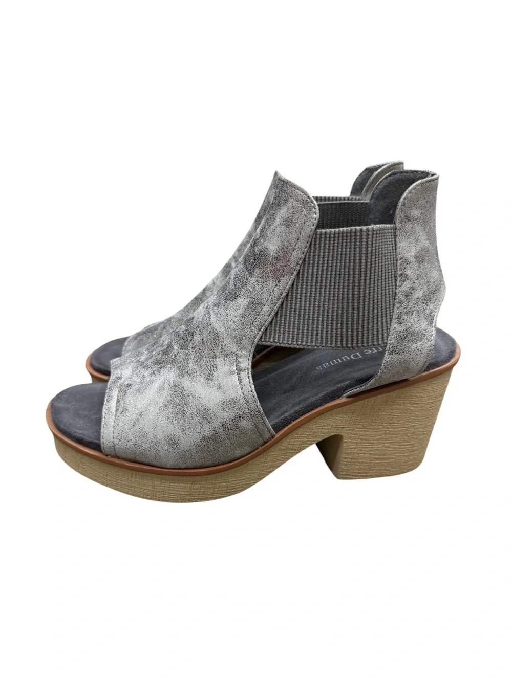 Distressed Metallic Silver Open Toe Platform Sandals Cutout Ankle Booties